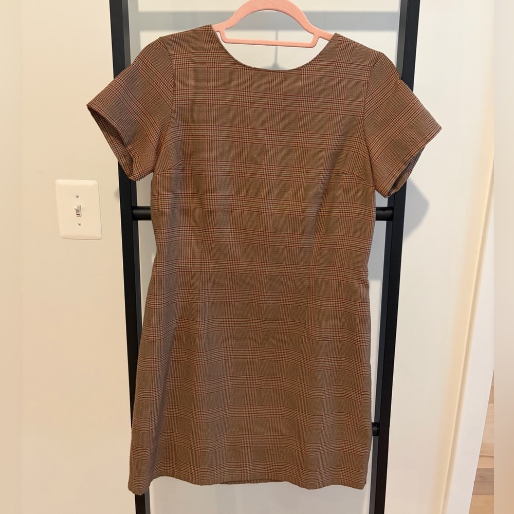 Vintage Old Navy Brown Plaid Short-Sleeve mini Dress